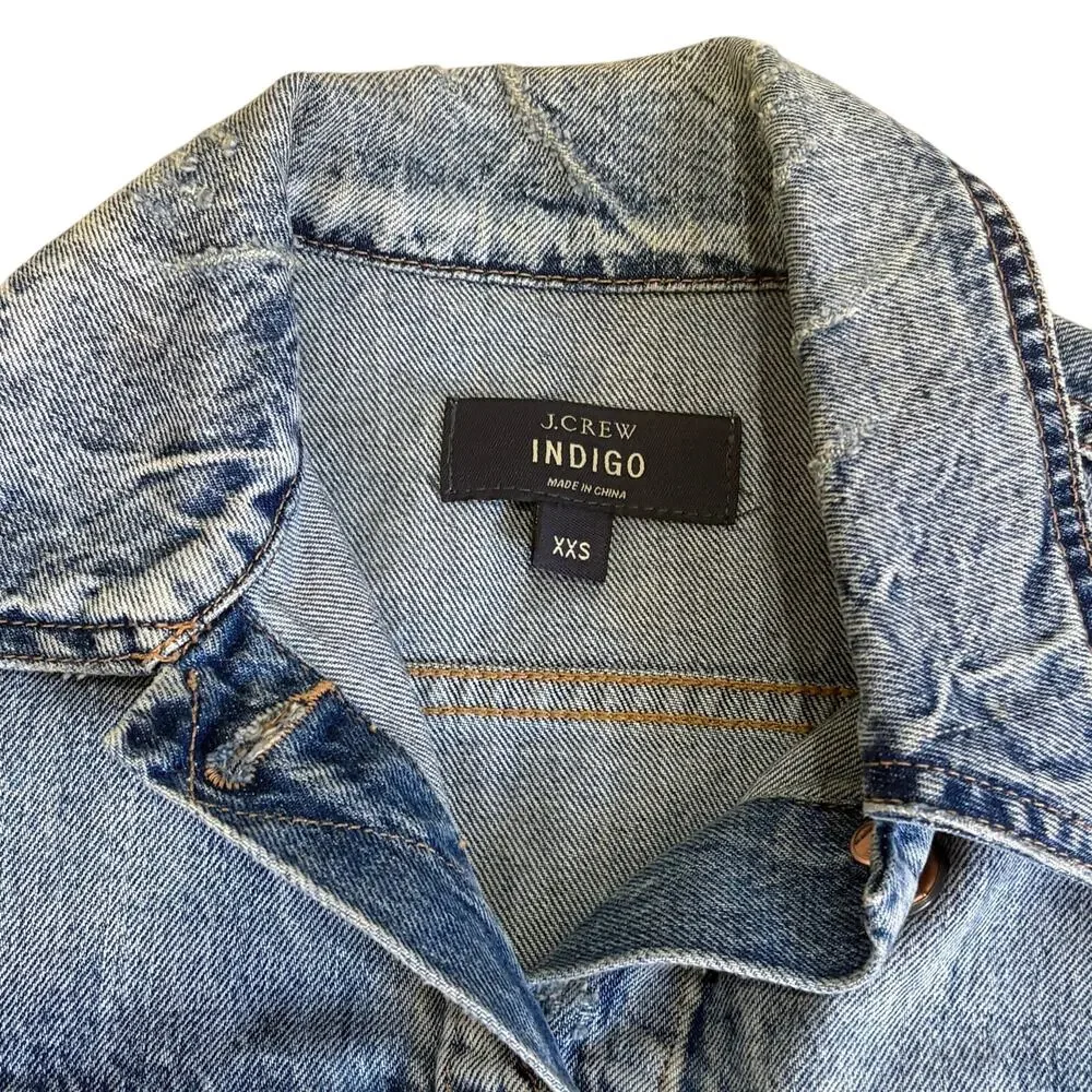 J. Crew‎ Indigo Denim Vest Jean Jacket Sleeveless Women's Size XXS Biker Western